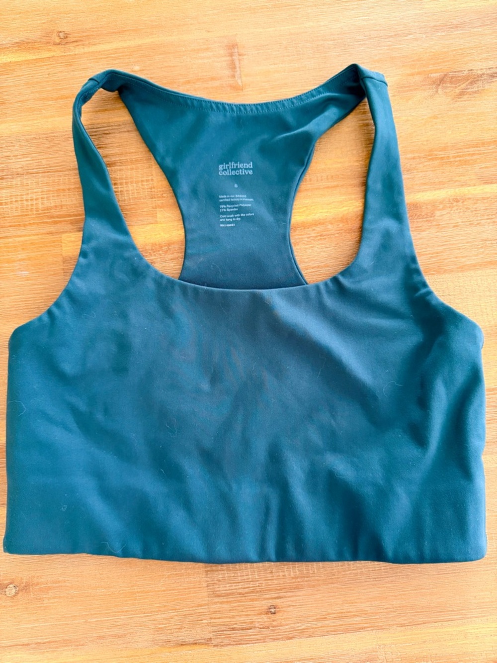 girlfriend collective green Racerback Sports Bra - Deep Teal